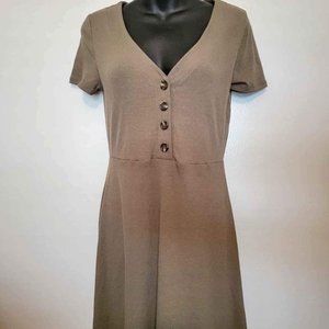 Forever 21 Olive/Army Green Skater Dress (Size: Large)